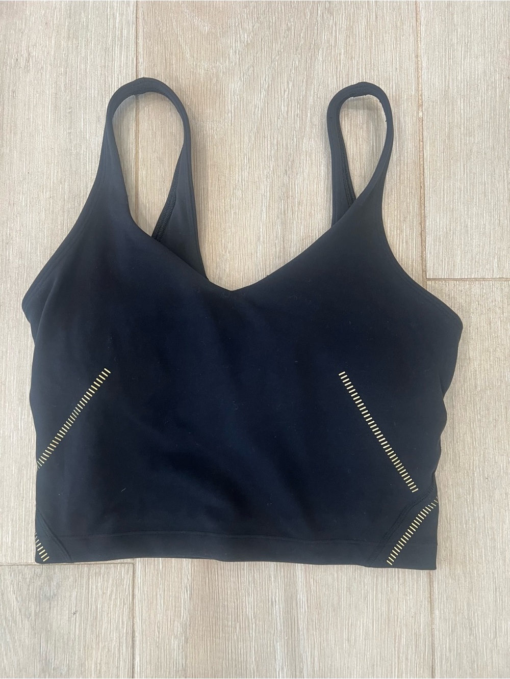 Lululemon Black Seamless Longline Bralette with Contrast Stitching, size 4